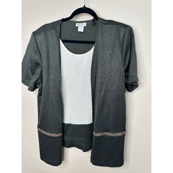 Dress Savvy Womens Green Blouse 16P Short sleeve vintage pullover polyester‎ - Picture 2 of 8